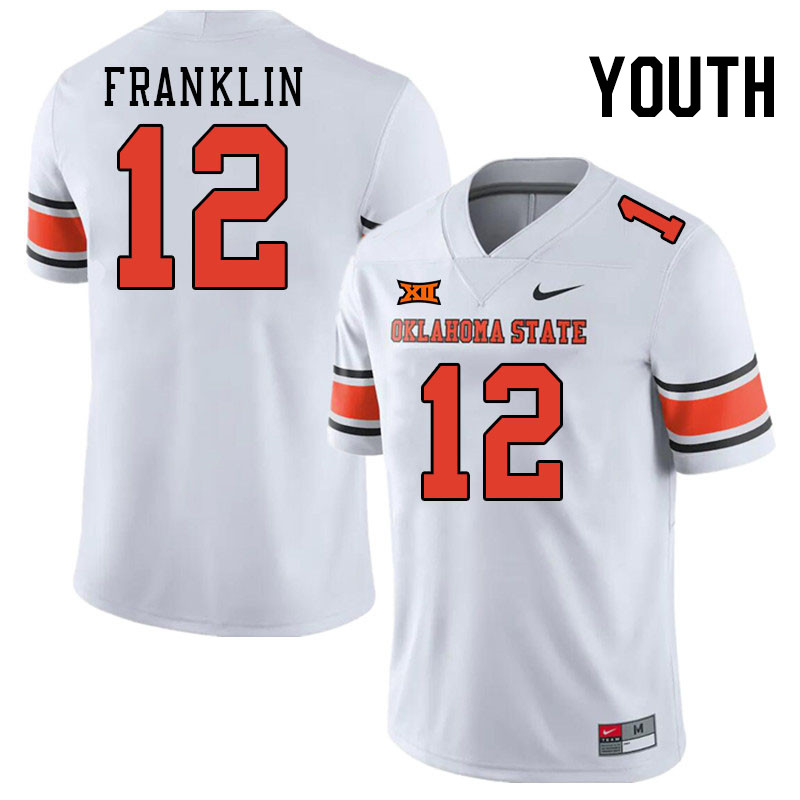 Men #12 Kam Franklin Oklahoma State Cowboys College Football Jerseys Stitched Sale-White - Click Image to Close